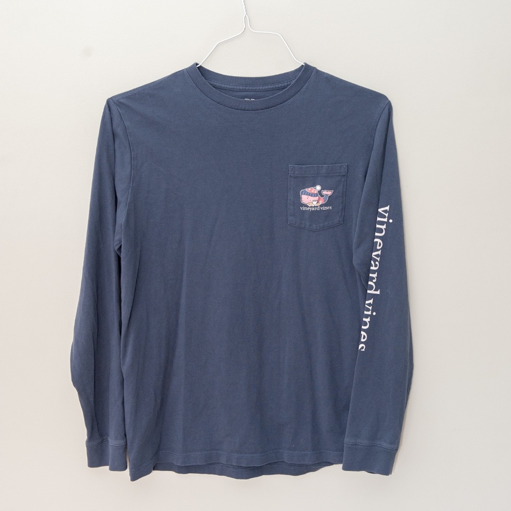 Vineyard Vines navy long sleeve Milk & Cookies tee